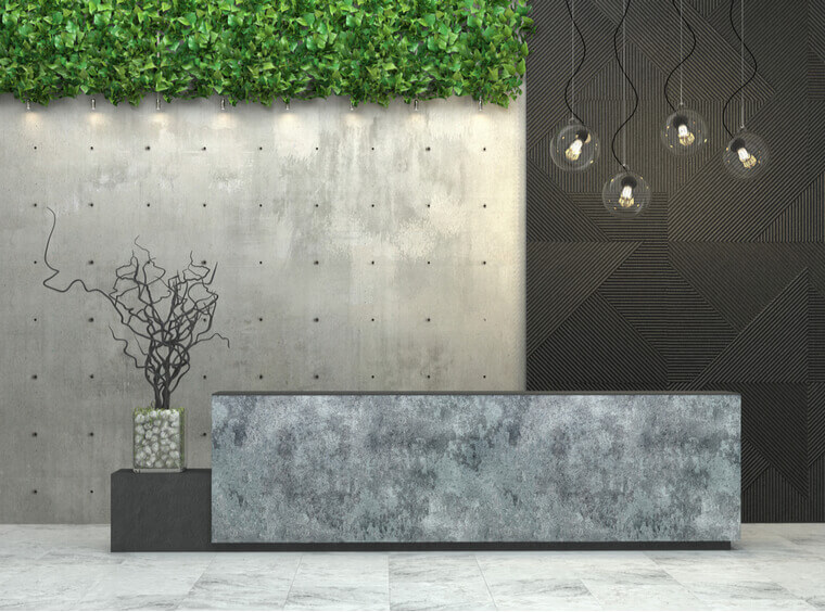 Interior with a reception desk in the loft style Interior with a reception desk in the loft style