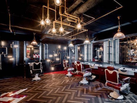 Lighting fixtures in a barbershop