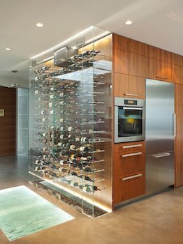 A wine fridge in a kitchen