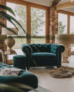 Living room decor alongside a color palette