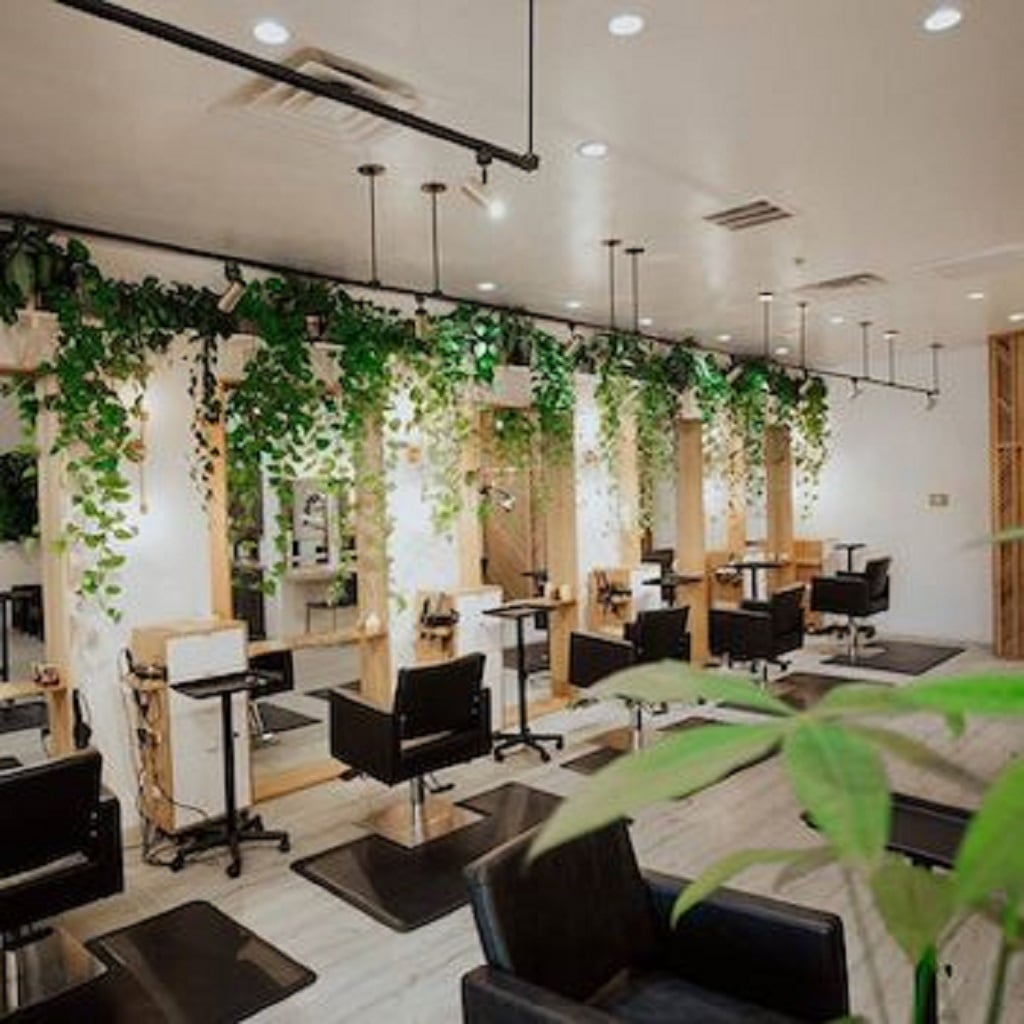 A salon set up with separate workstations A salon set up with separate workstations
