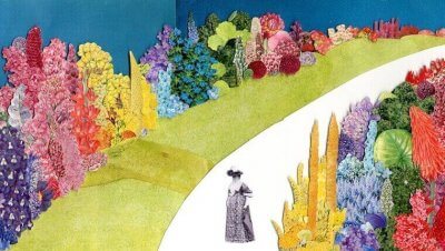 art piece of Gertrude Jekyll where she’s surrounded by the artists’ rendition of plants