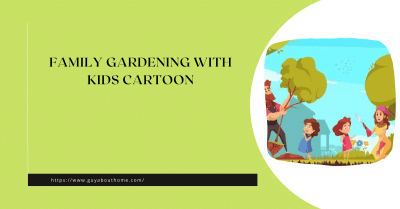 Family Gardening with kids Cartoon