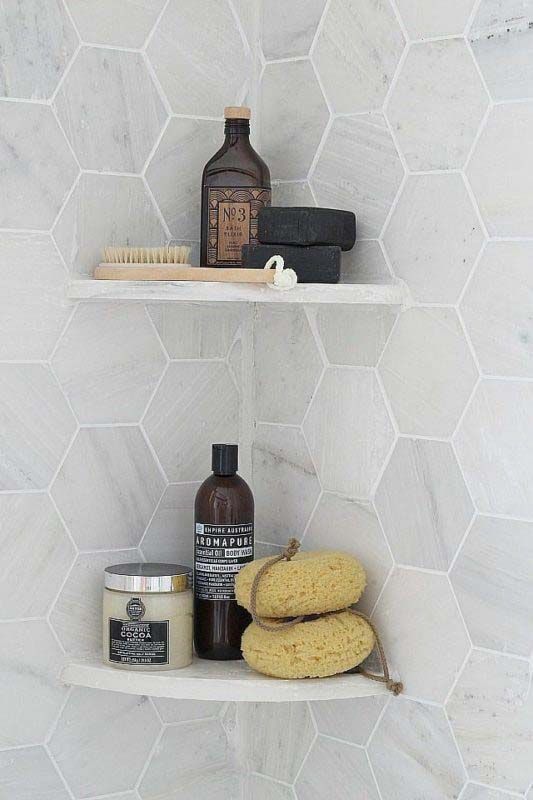 Ceramic shelves for tiled shower