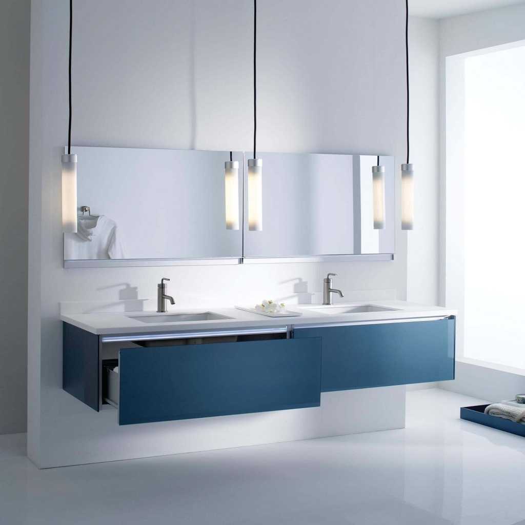 Floating Navy Blue Bathroom Vanity Ideas