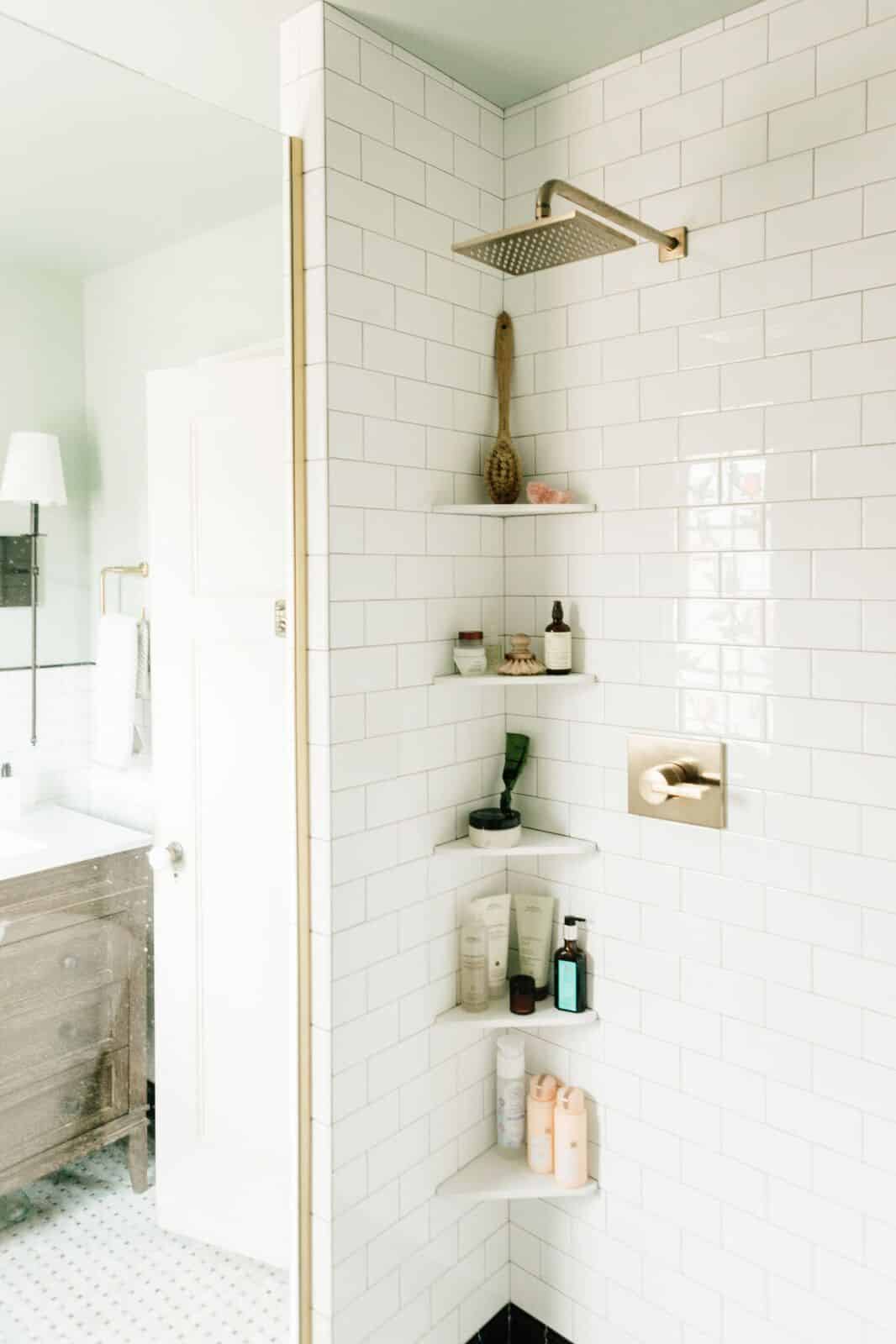 Floating shower shelf