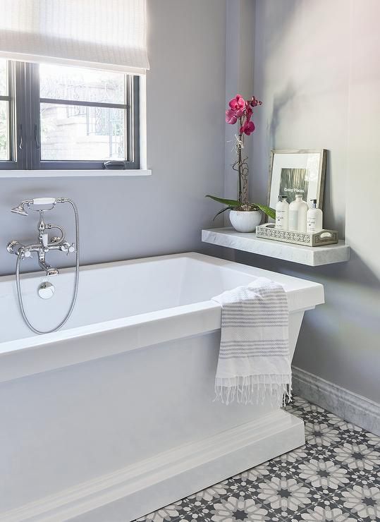 Floating tile shower shelf