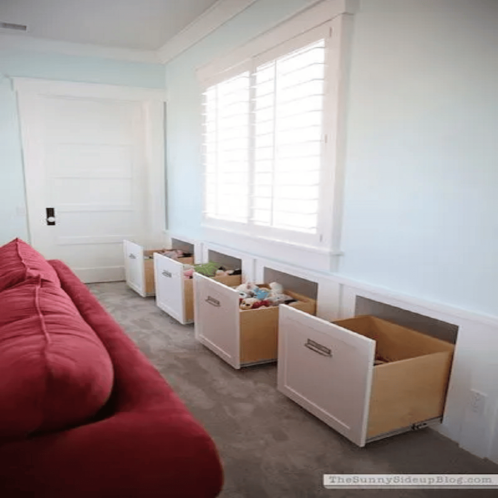Storage boxes for toys in living room
