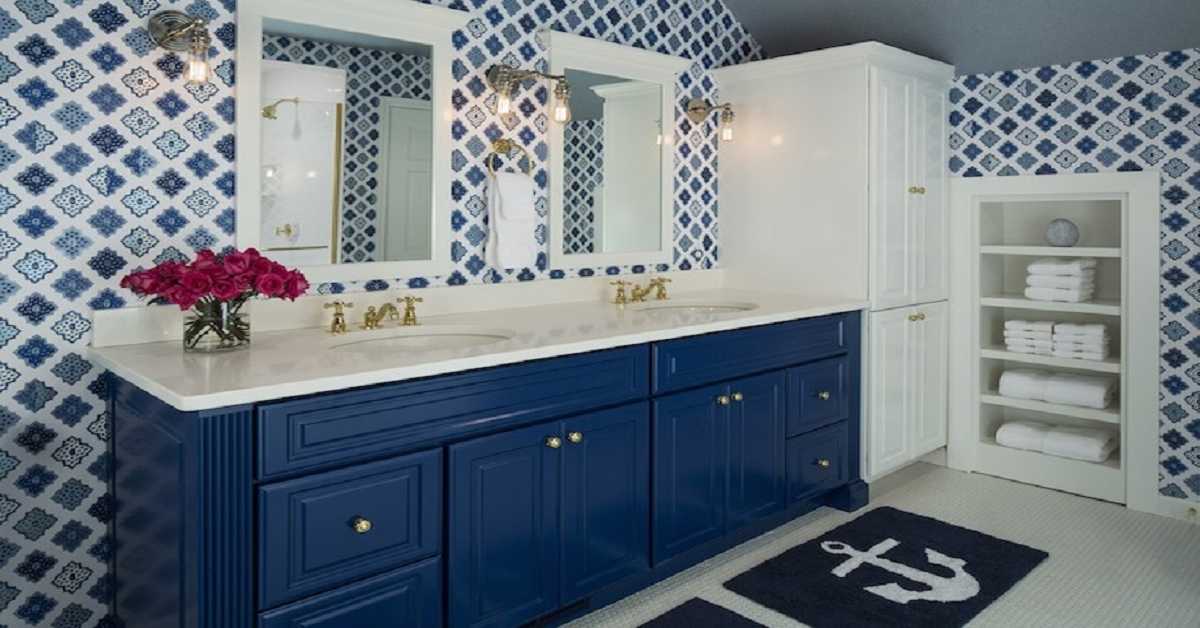 Mosaic Navy Blue Vanity Bathroom Ideas