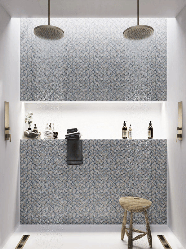 Mosaic tile shower niche