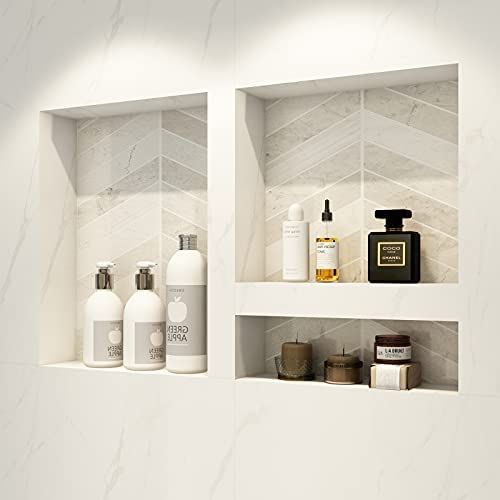 Recessed tile shower shelf