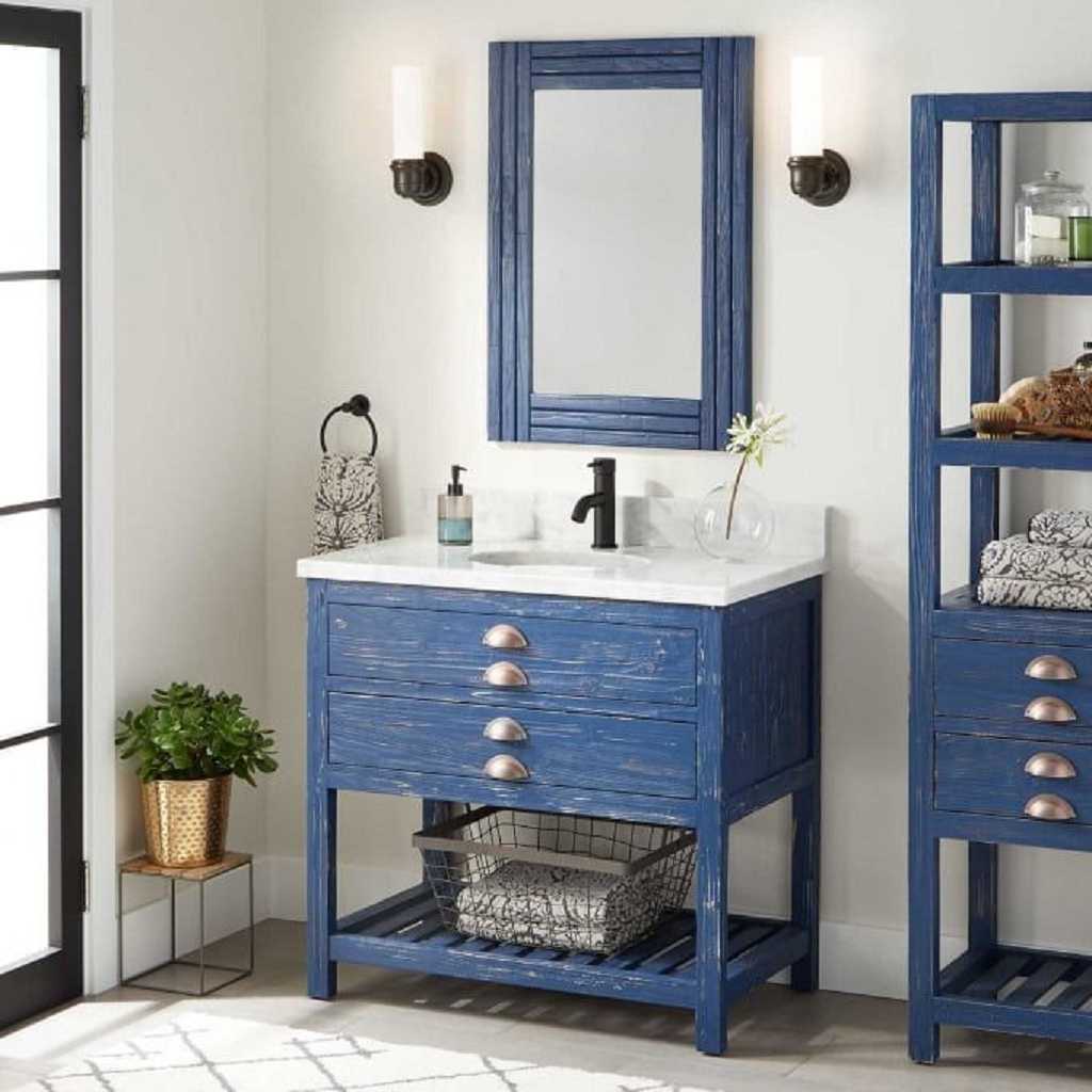 Rustic Vibe Blue Vanity Bathroom