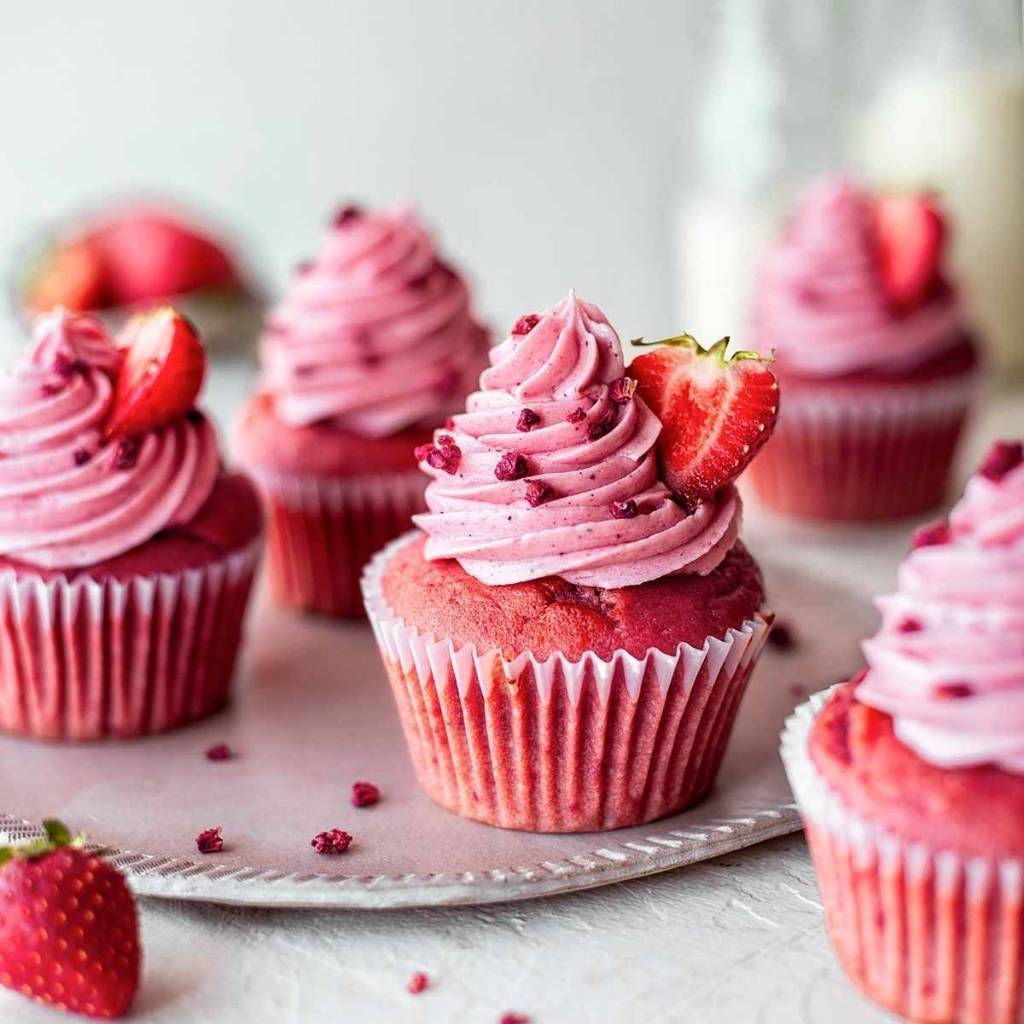 Real strawberry cupcake