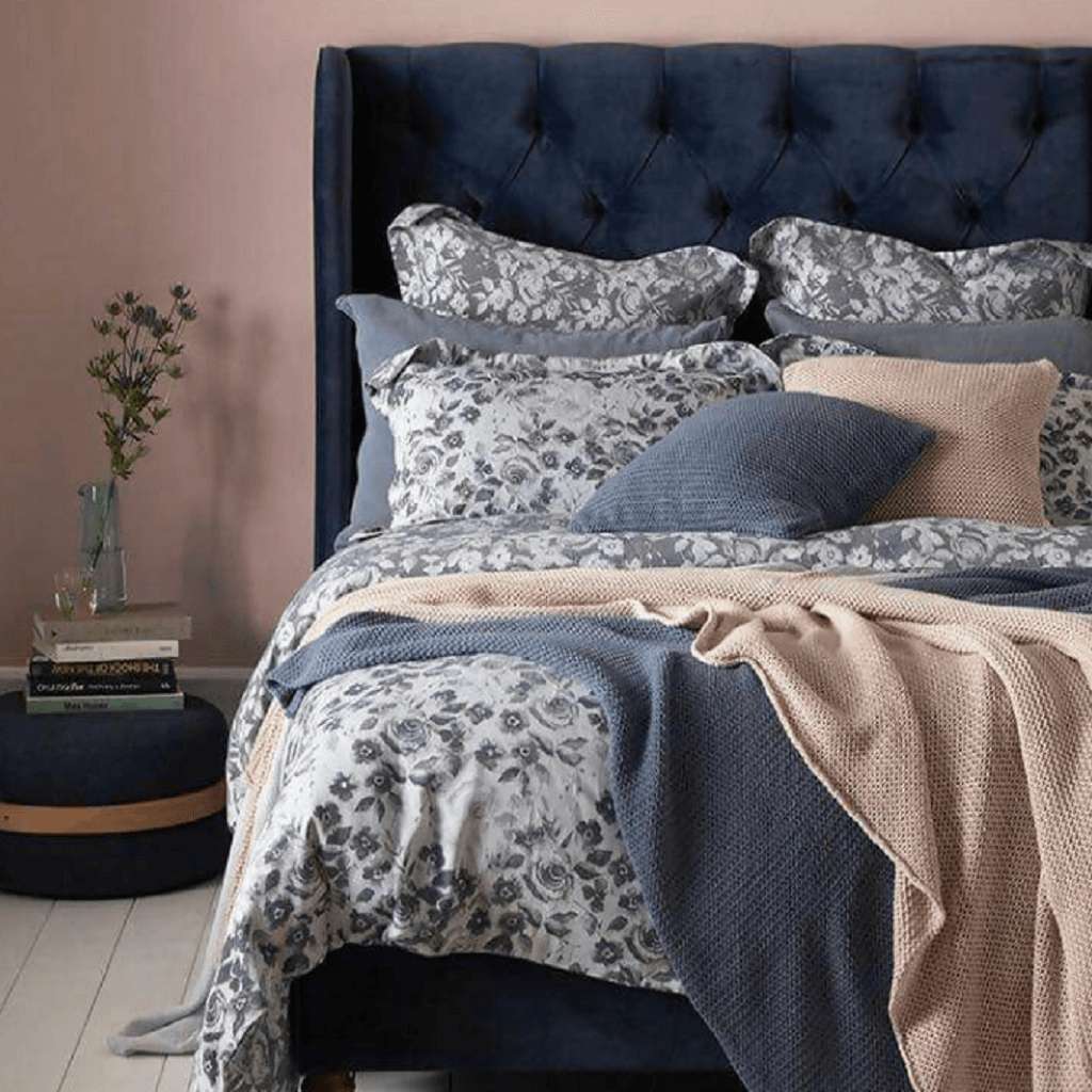 A navy blue bedroom A navy blue bedroom