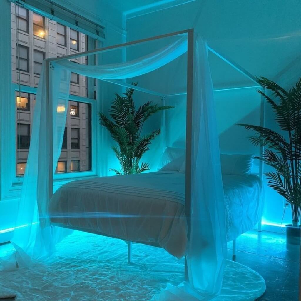 Aesthetic bedroom with neon light ideas
