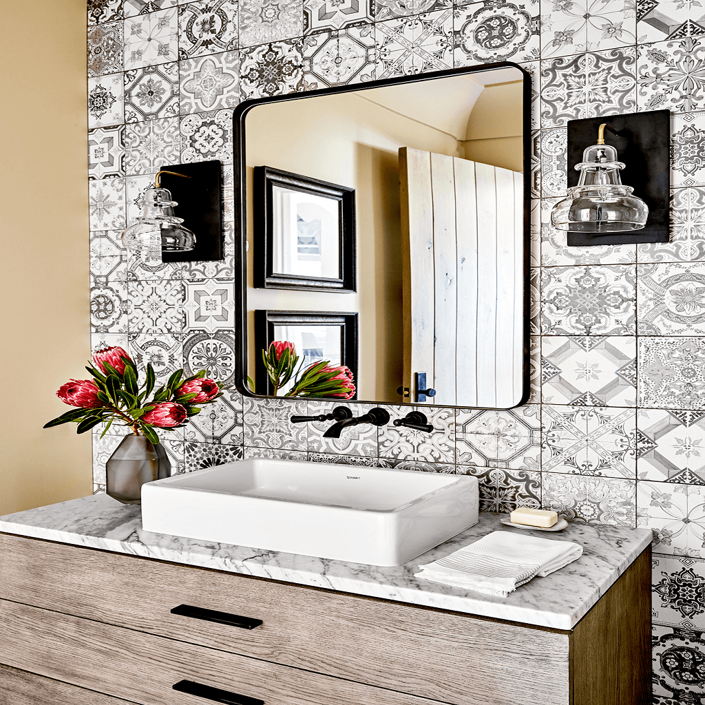 Bold Bathroom Vanity Backsplash Tile Ideas 