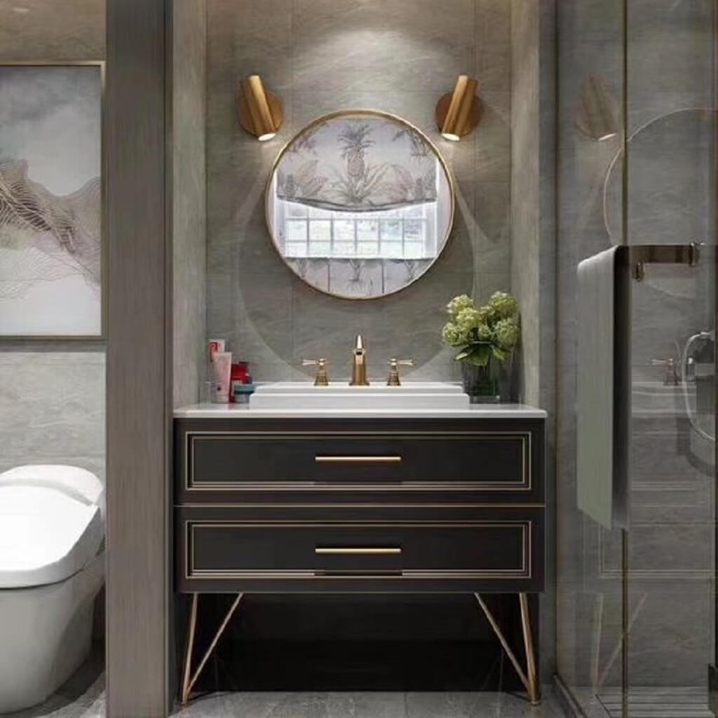 cozy dark brown vanity Bathroom Ideas