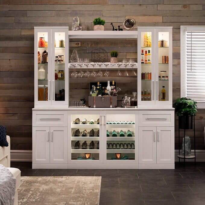 custom built in bar shelves