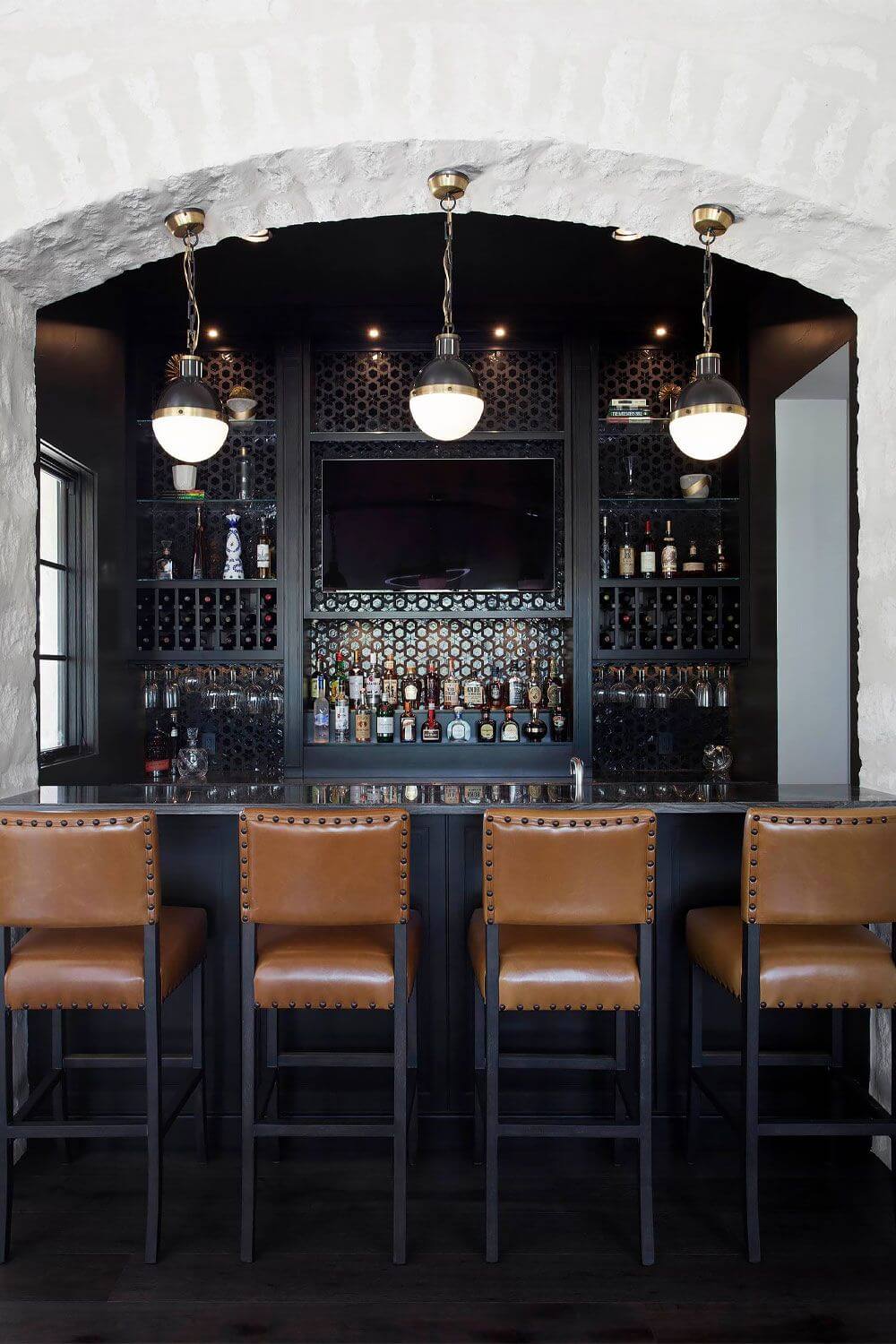 dramatic black home bar dramatic black home bar