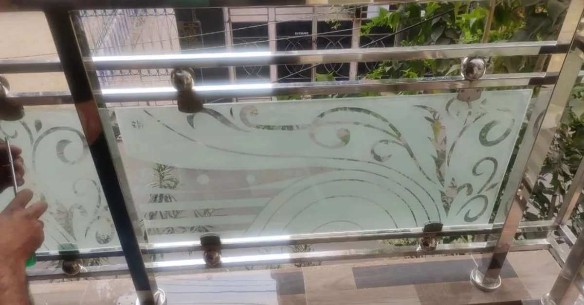 Etched design on toughened glass Etched design on toughened glass