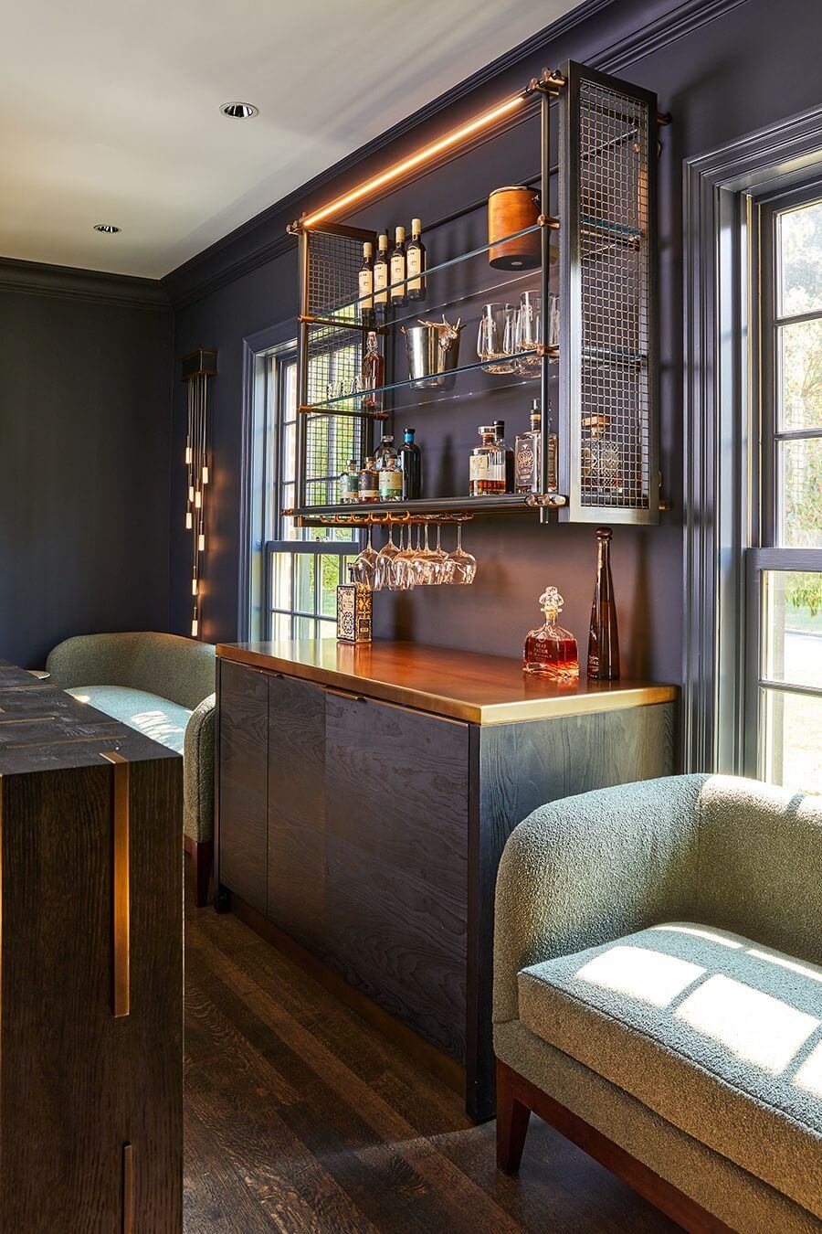 glass cabinet bar shelving