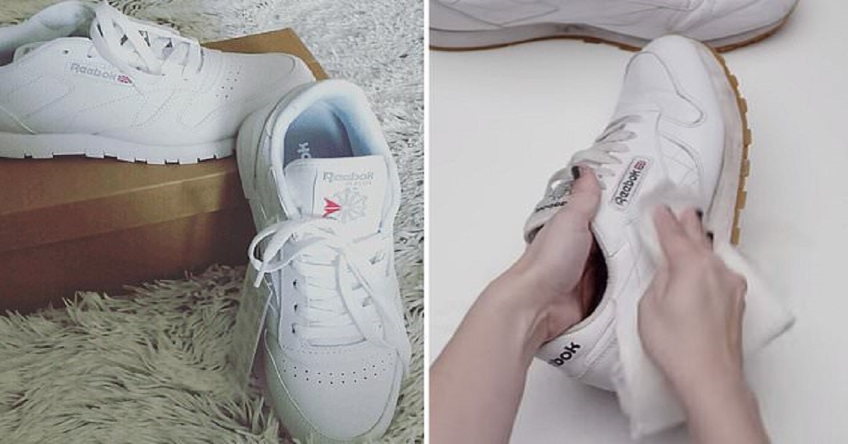 Image of white leather trainers Image of white leather trainers