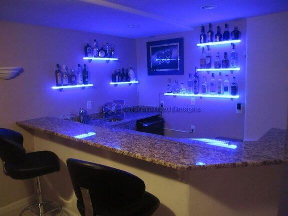 lighted bar shelves