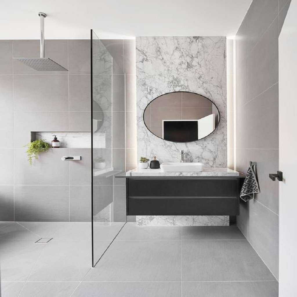 Marble Grey And White Vanity Bathroom