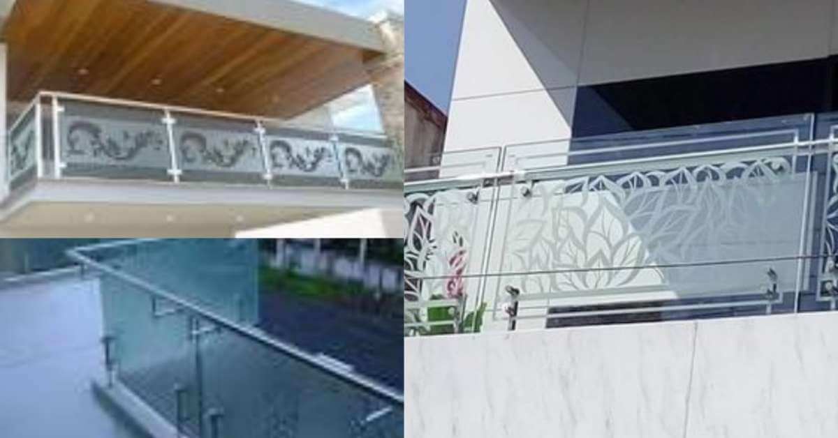 Picture of etched glass design for balcony Picture of etched glass design for balcony