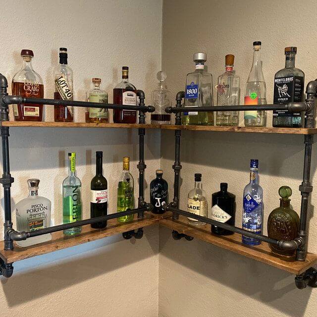 pipe floating bar shelves