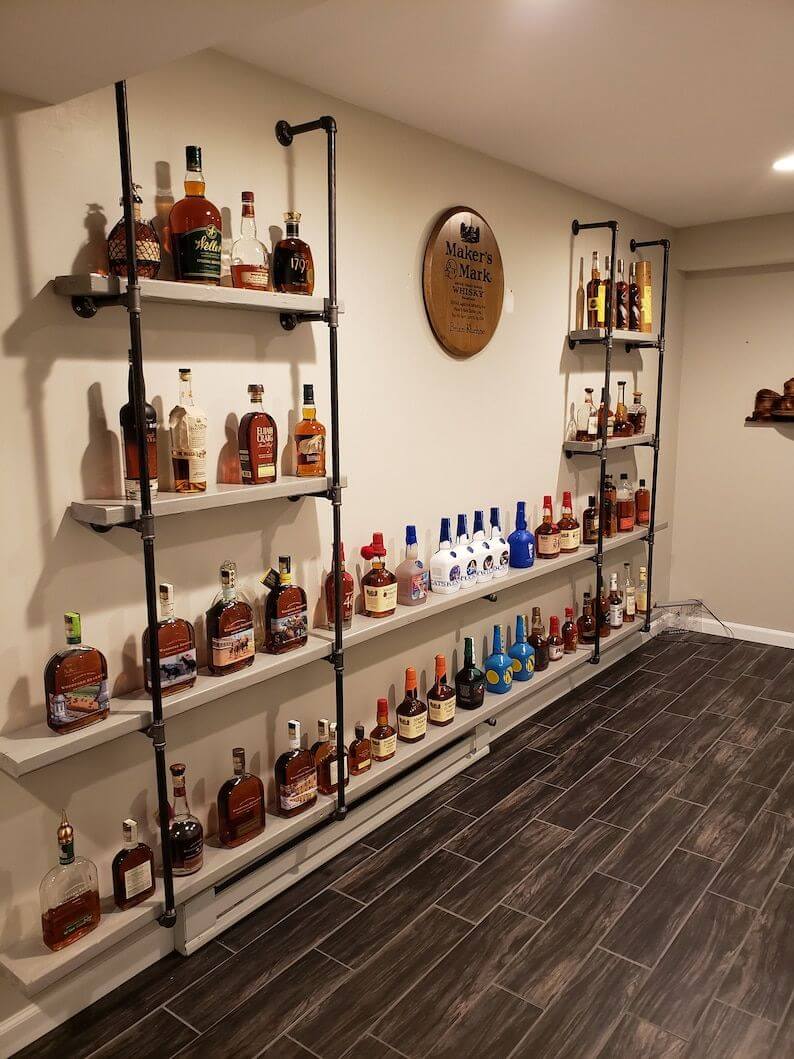 pipe shelving & aluminum home bar