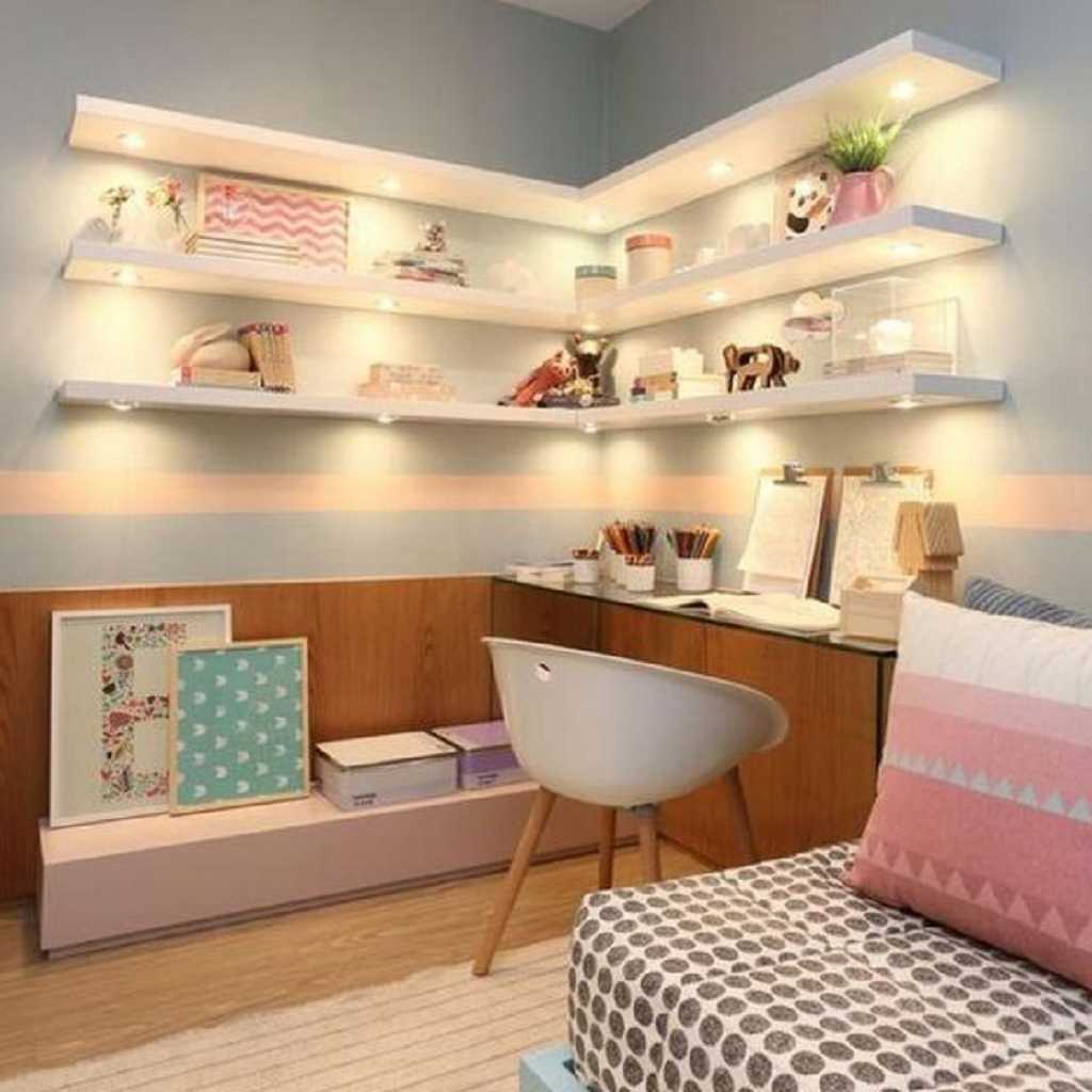 Shelves with a glow in the dark theme Shelves with a glow in the dark theme