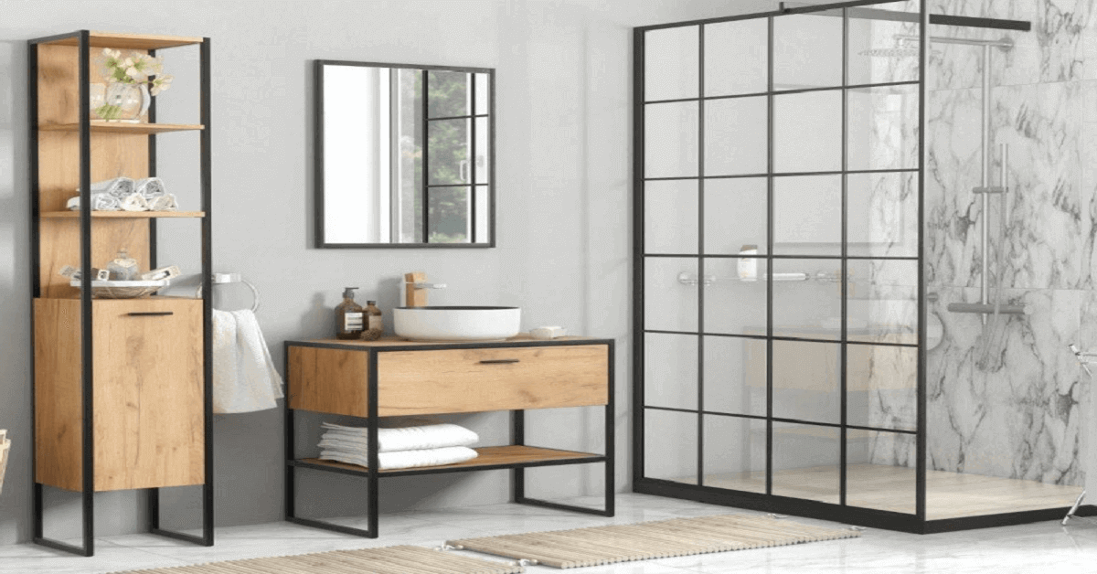 Simple Industrial Modern Double Vanity Bathroom Ideas