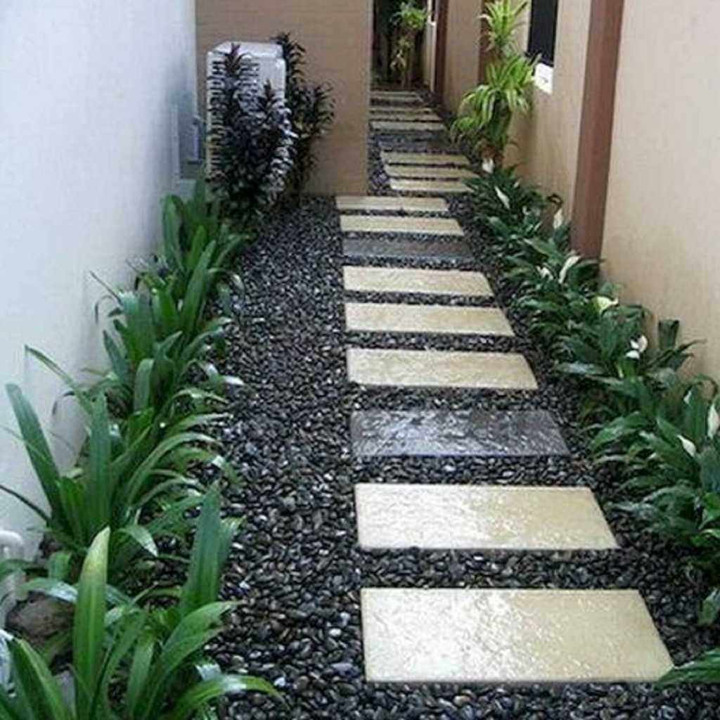 Stone pathway with flowers