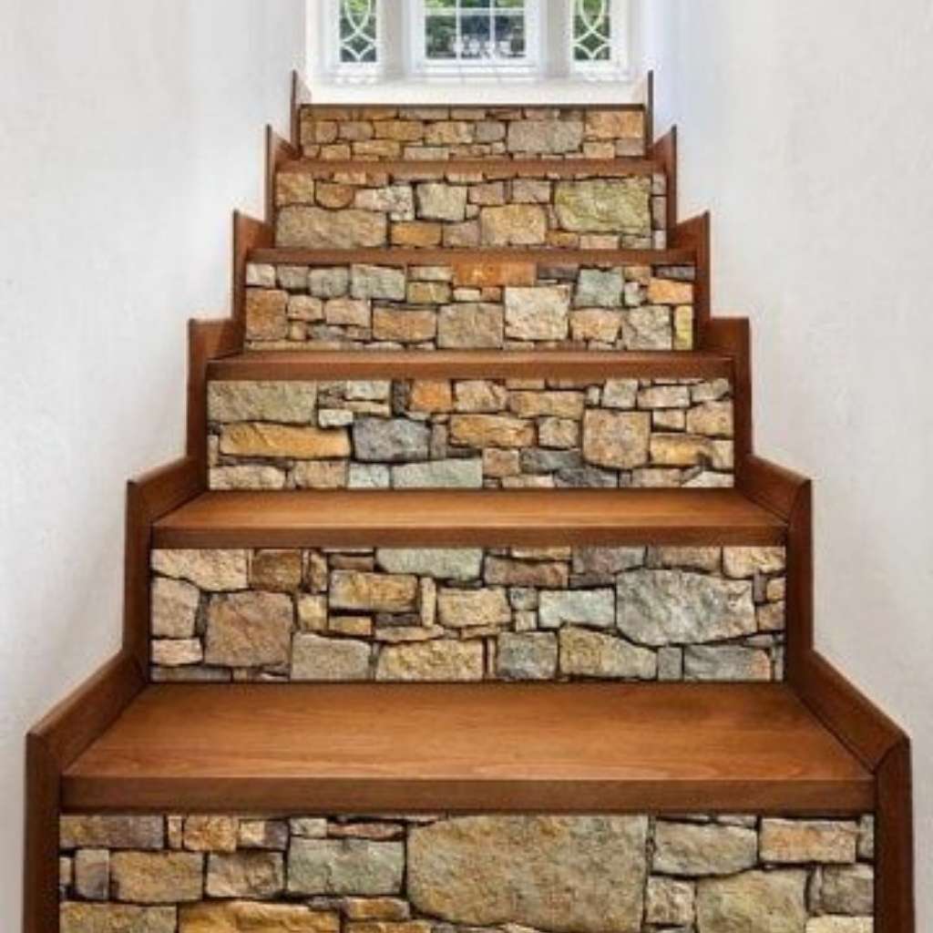 Stone stair riser ideas Stone stair riser ideas