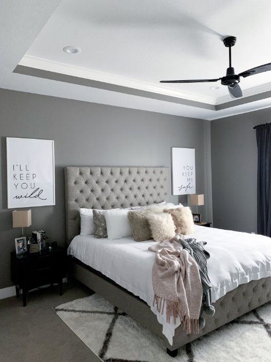 Blush Gray and White Bedroom
