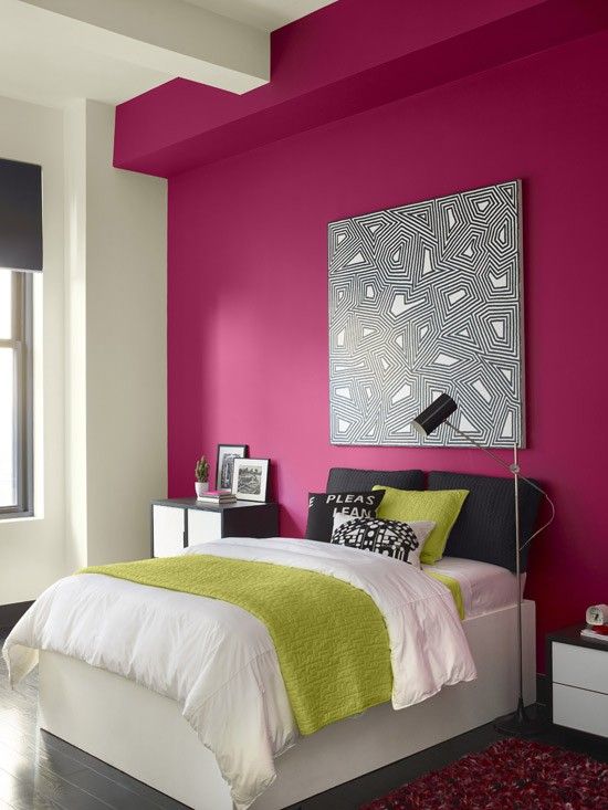 Bright Pink Accents in Bedroom
