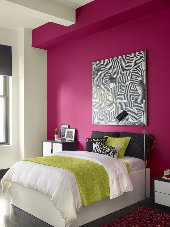 Bright Pink Accents in Bedroom Bright Pink Accents in Bedroom