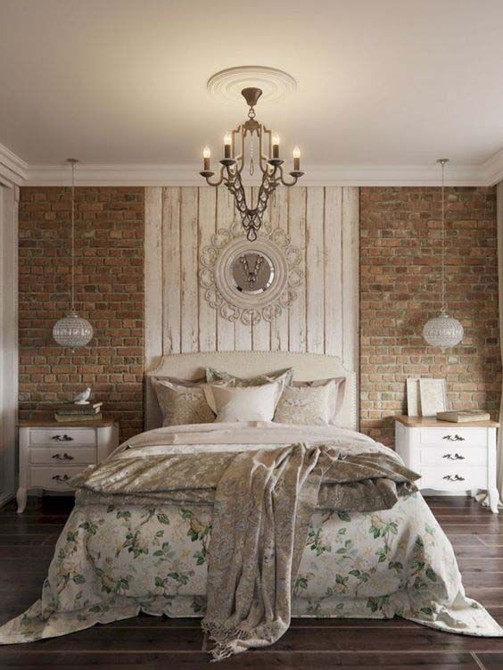 Combination Of Bricks And Wood On Women’s Bedroom Wall Combination Of Bricks And Wood On Women’s Bedroom Wall