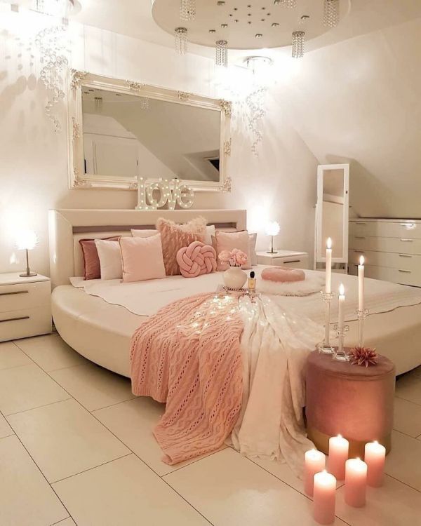 Dreamy Romantic Bedroom In Peach Color