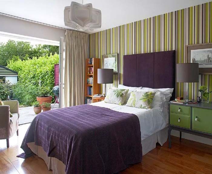 Energizing Vertical Stripes In Women’s Bedroom