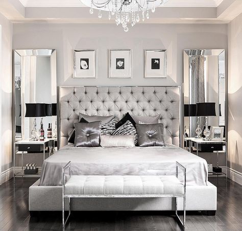 Glamorous In Light Grey Bedroom