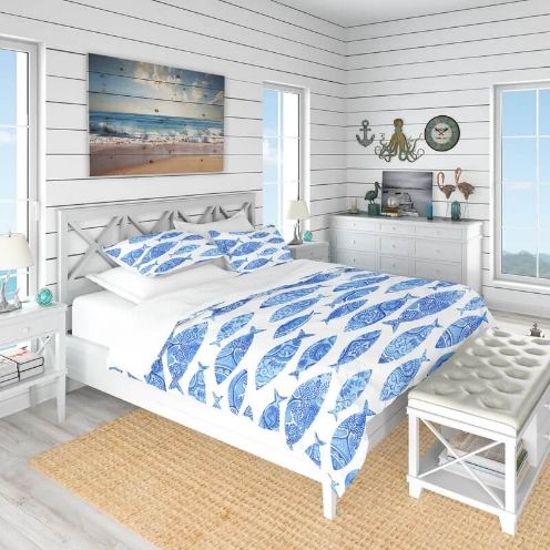 Magnificent Beach Bedroom In Blue And White