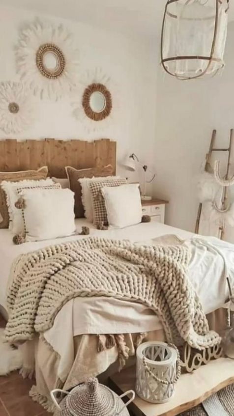 Natural Materials On Wall Of Women’s Bedroom