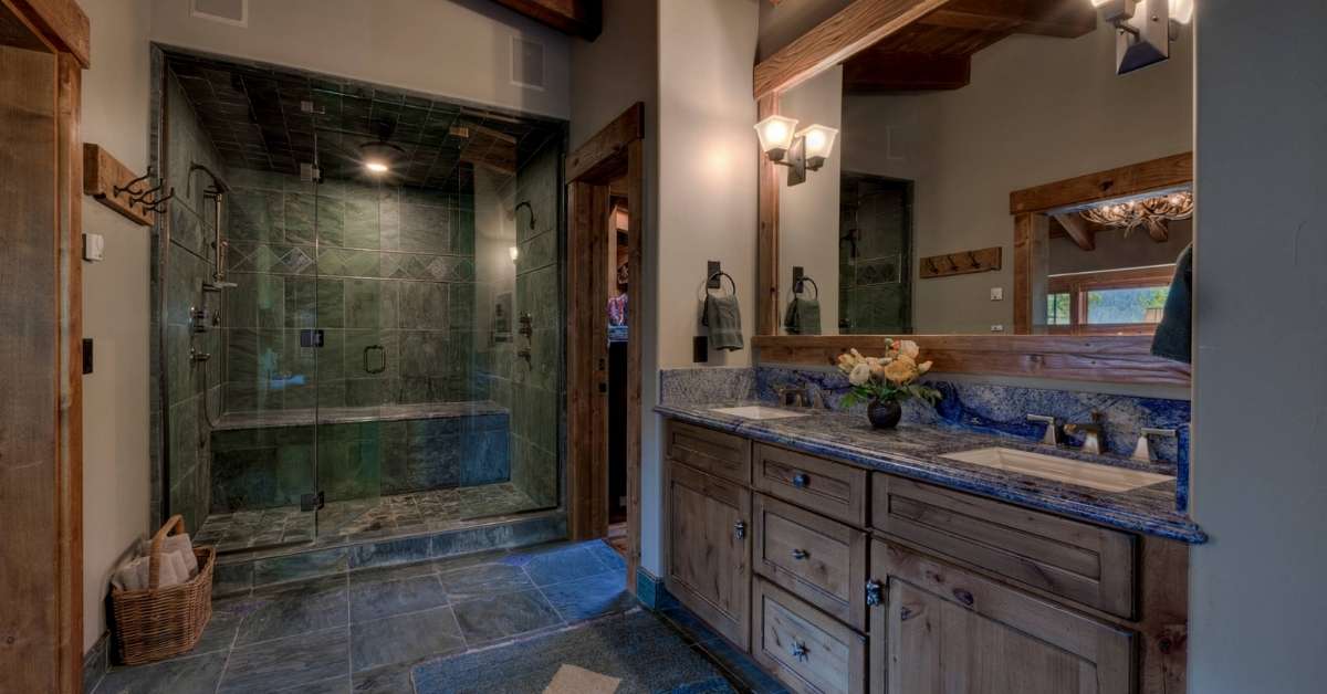 Rustic double vanity bathroom