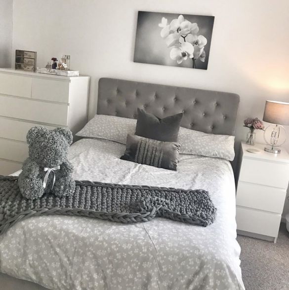 White and Grey Combination In Women’s Bedroom