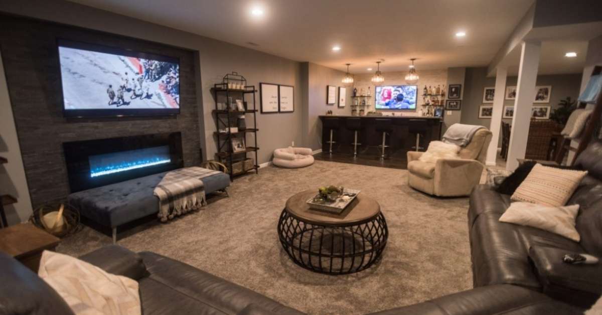 Finished basement man cave Finished basement man cave