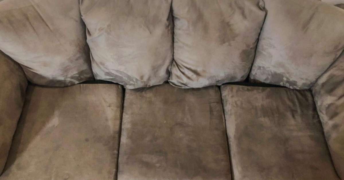 image showing dirty suede couch image showing dirty suede couch