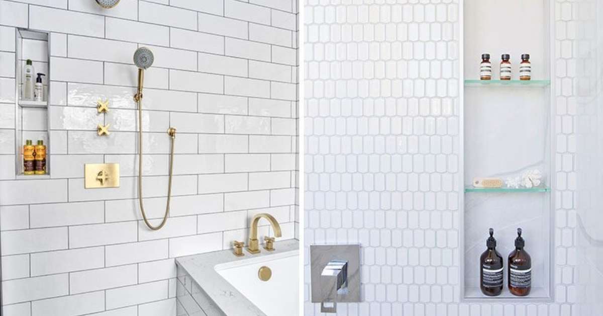 White Subway Tile Shower Niche Ideas