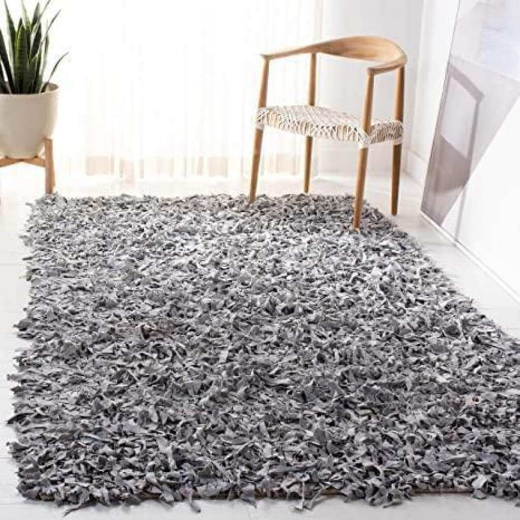 A leather shag rug A leather shag rug